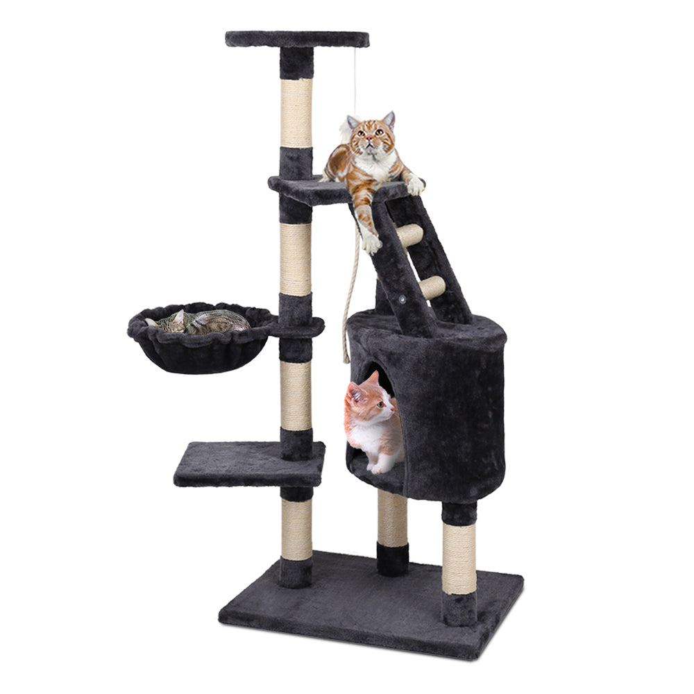 120cm Multi-Level Cat Tree with Scratching Posts, Wooden Condo, Bed & Toys