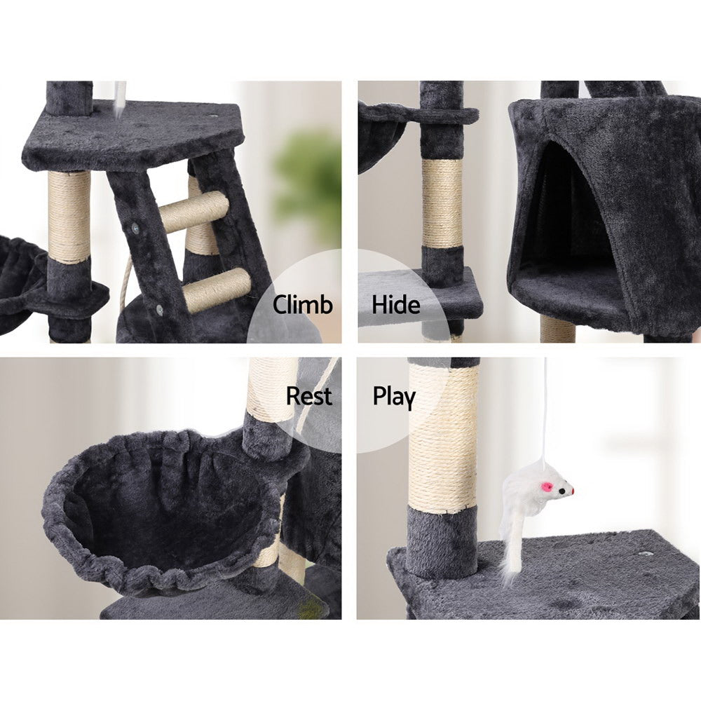 120cm Multi-Level Cat Tree with Scratching Posts, Wooden Condo, Bed & Toys