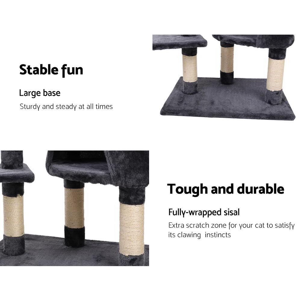 120cm Multi-Level Cat Tree with Scratching Posts, Wooden Condo, Bed & Toys
