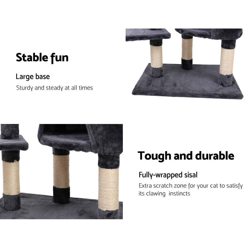 120cm Multi-Level Cat Tree with Scratching Posts, Wooden Condo, Bed & Toys