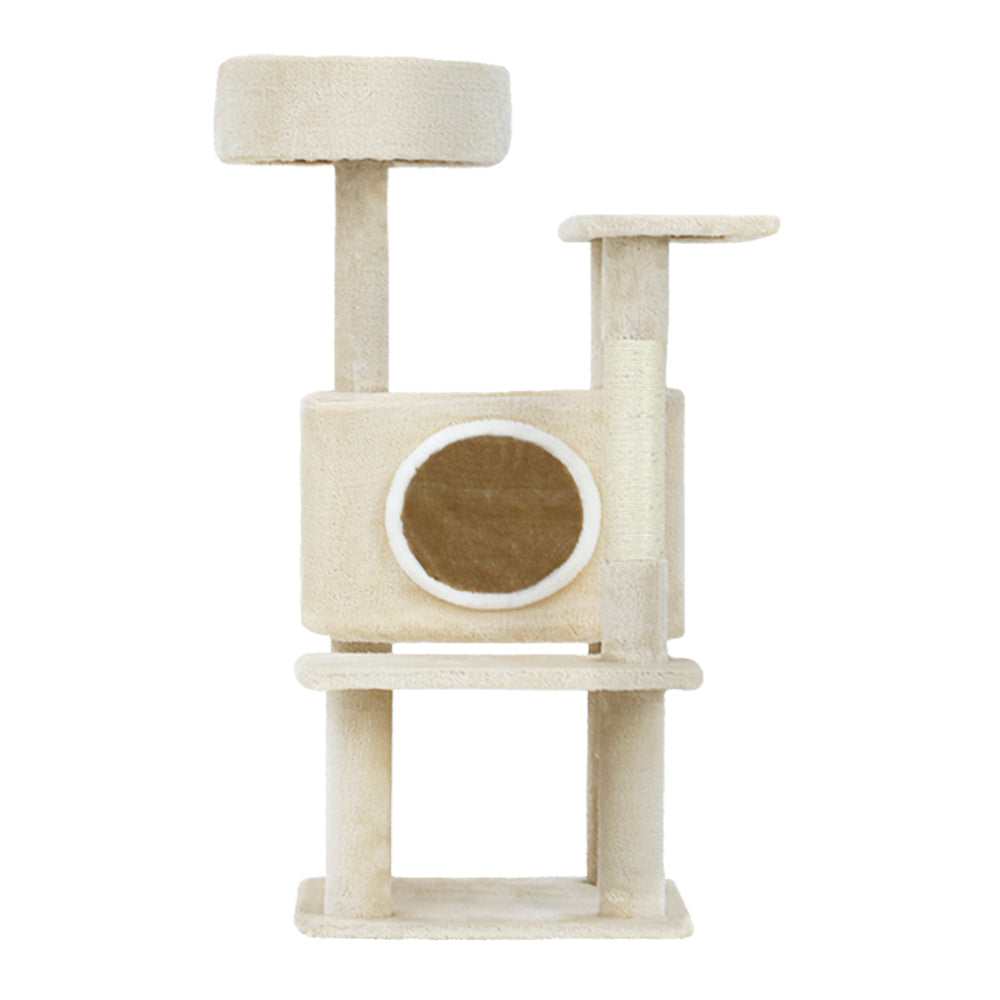 90cm Wooden Cat Tree with Scratching Post, Condo & Bed