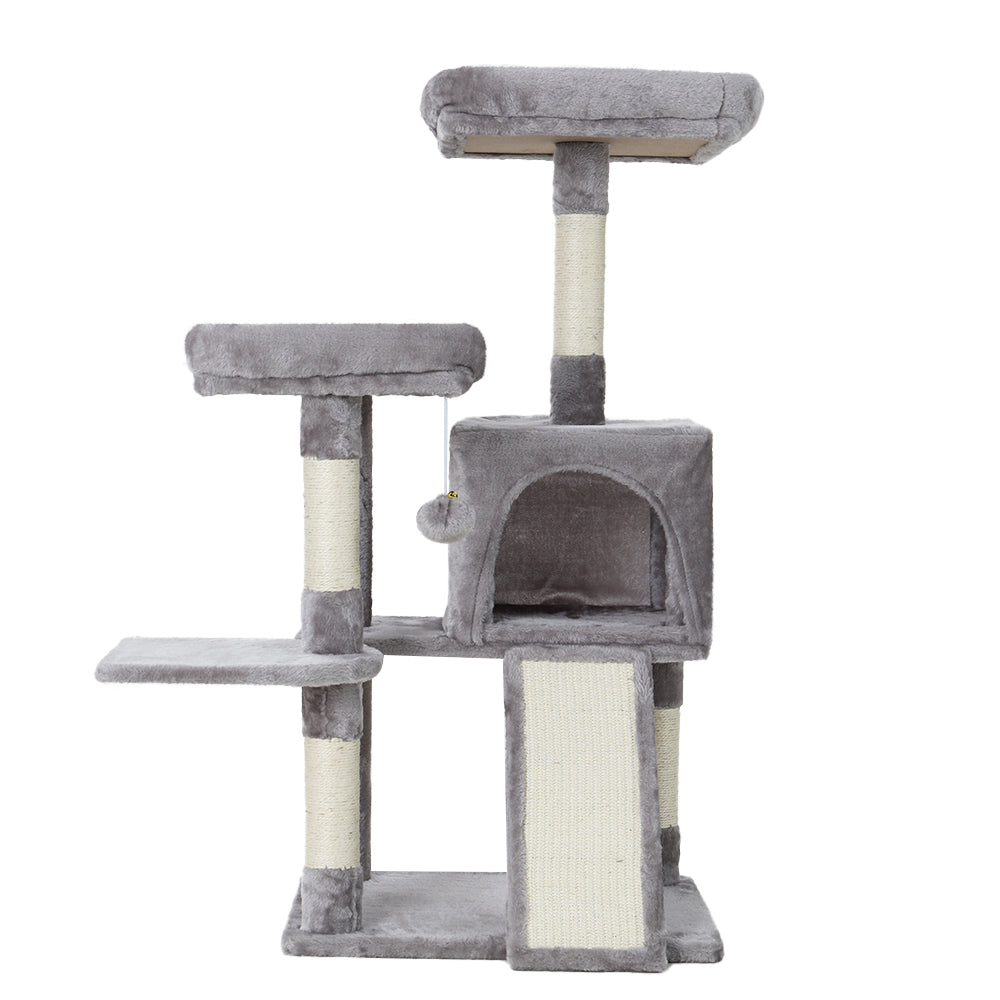 103cm Cat Tree Tower with Scratching Posts & Wooden Condo – Grey