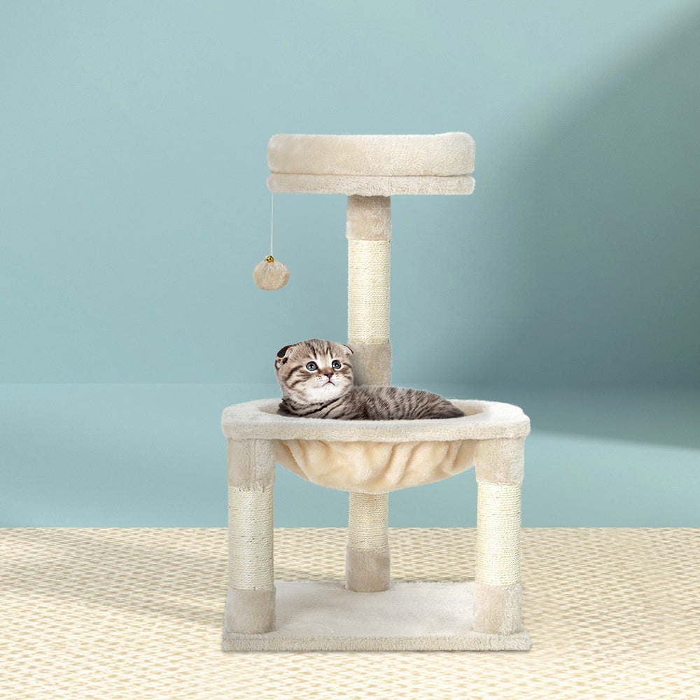 69cm Cat Tree with Scratching Post, Wooden Condo, Toys, and Bed