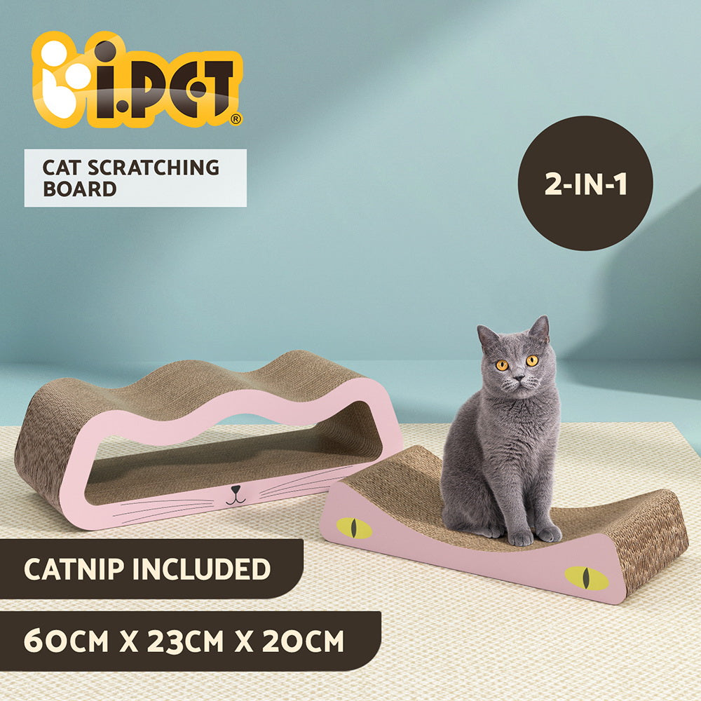 i.Pet Cat Scratching Board – Durable Cardboard Scratcher with Catnip