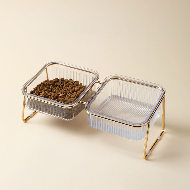 Eva Clear Double Pet Bowl in Gold-2