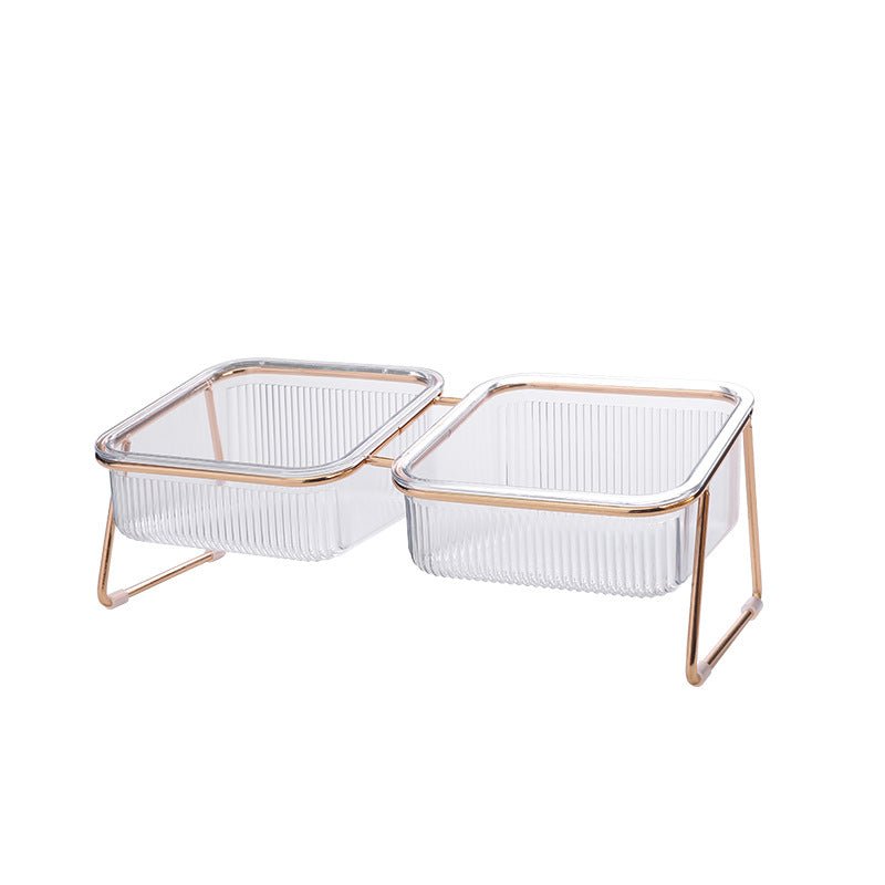 Eva Clear Double Pet Bowl in Gold-0