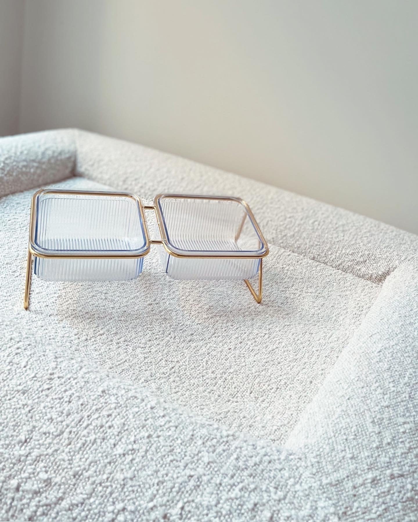 Eva Clear Double Pet Bowl in Gold-3