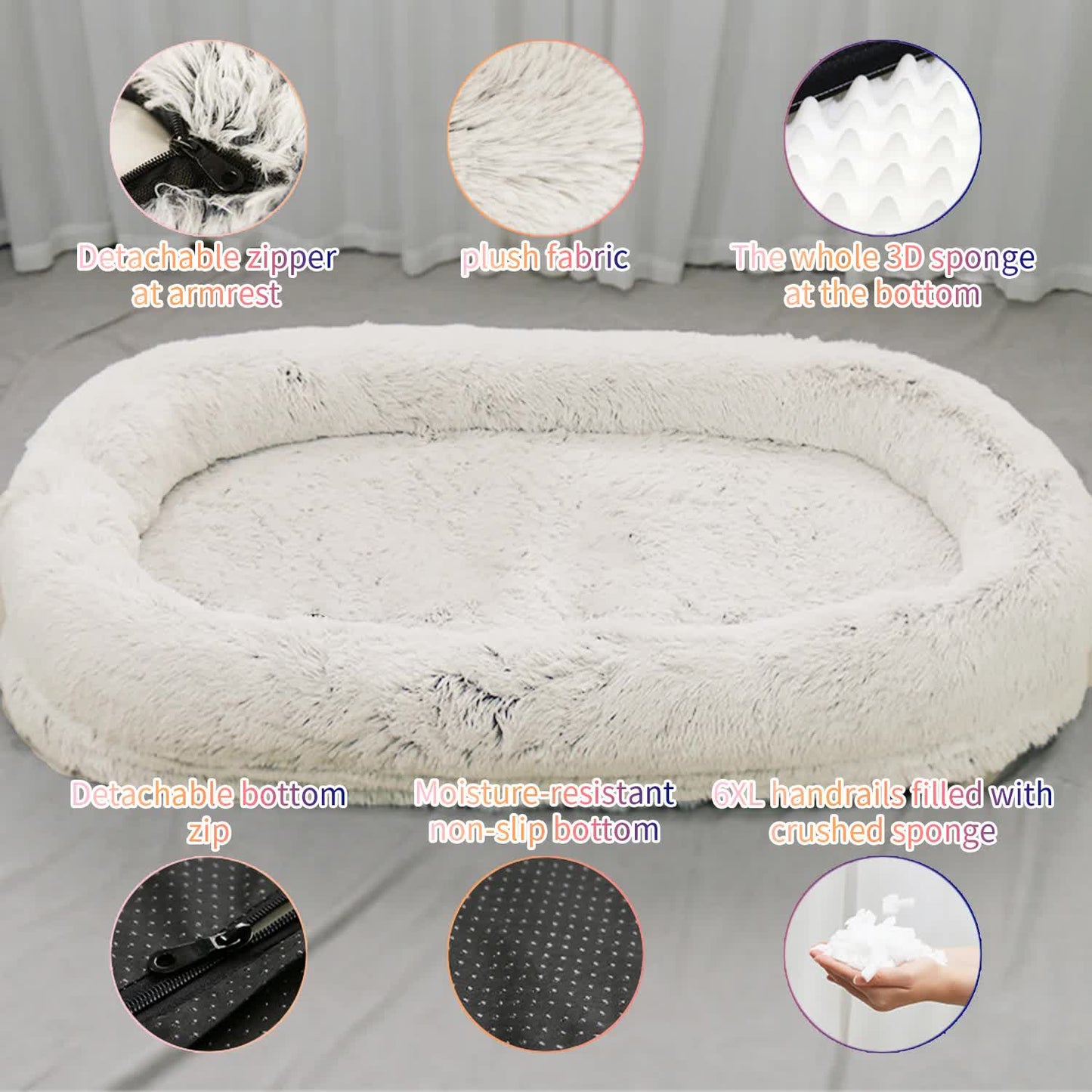 Fluffy Oval-Shaped Pet Bed - Gradient Coffee-1