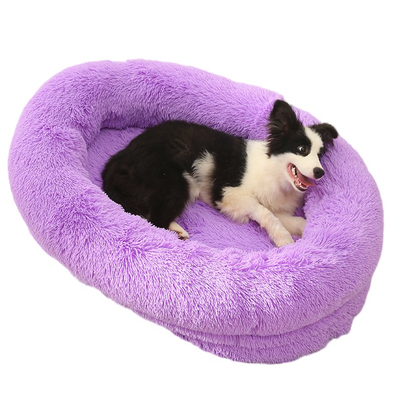 Fluffy Oval-Shaped Pet Bed - Lavender-0