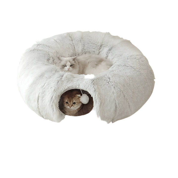 Plush Cat Bed with Hidden Tunnel - Rainbow-1
