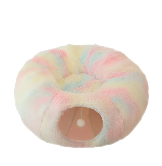 Plush Cat Bed with Hidden Tunnel - Rainbow-0