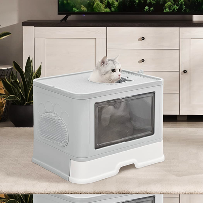 Stylish Cat Litter Box Enclosure with Portable Scoop Drawer