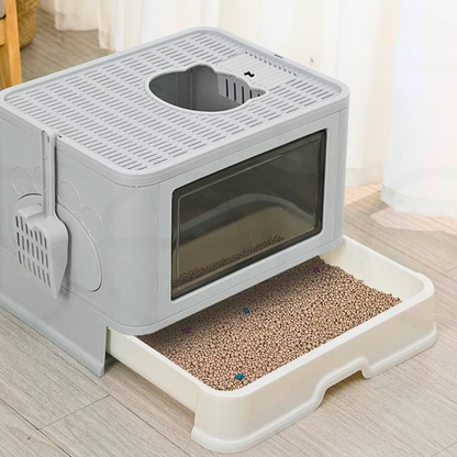 Stylish Cat Litter Box Enclosure with Portable Scoop Drawer
