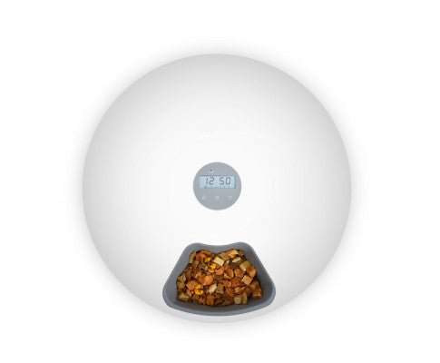 6 Meal Automatic Pet Food Dispenser with Programmable Timer - White-0