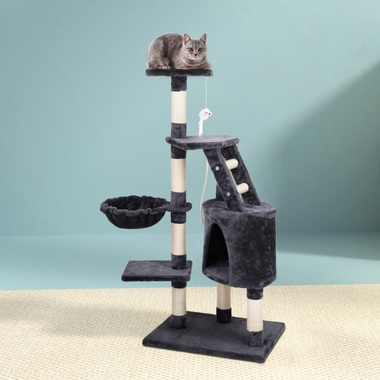 120cm Multi-Level Cat Tree with Scratching Posts, Wooden Condo, Bed & Toys