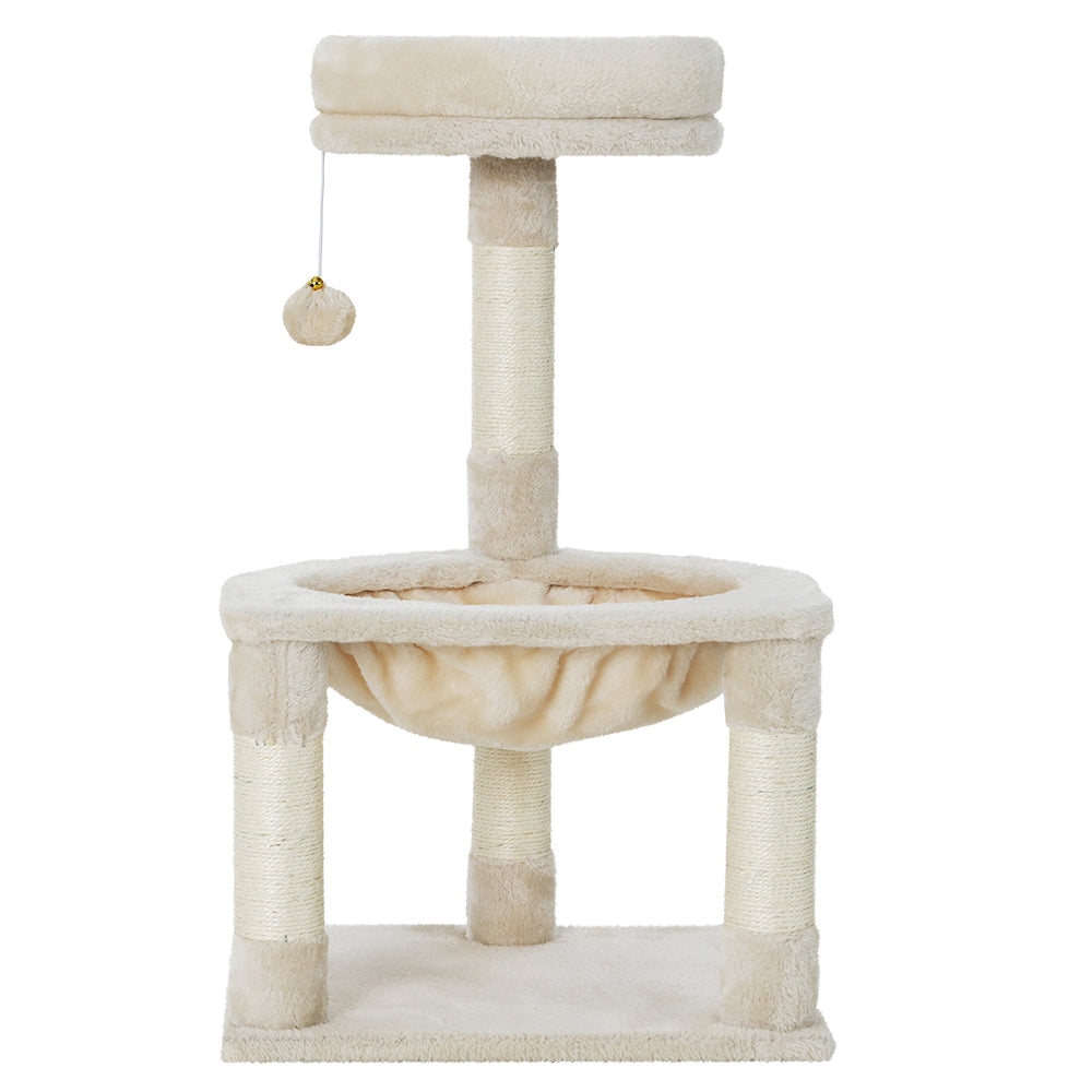 69cm Cat Tree with Scratching Post, Wooden Condo, Toys, and Bed