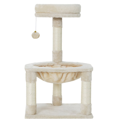 69cm Cat Tree with Scratching Post, Wooden Condo, Toys, and Bed