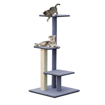 124cm Multi-Level Cat Tree with Scratching Posts & Wooden Condo