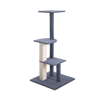 124cm Multi-Level Cat Tree with Scratching Posts & Wooden Condo