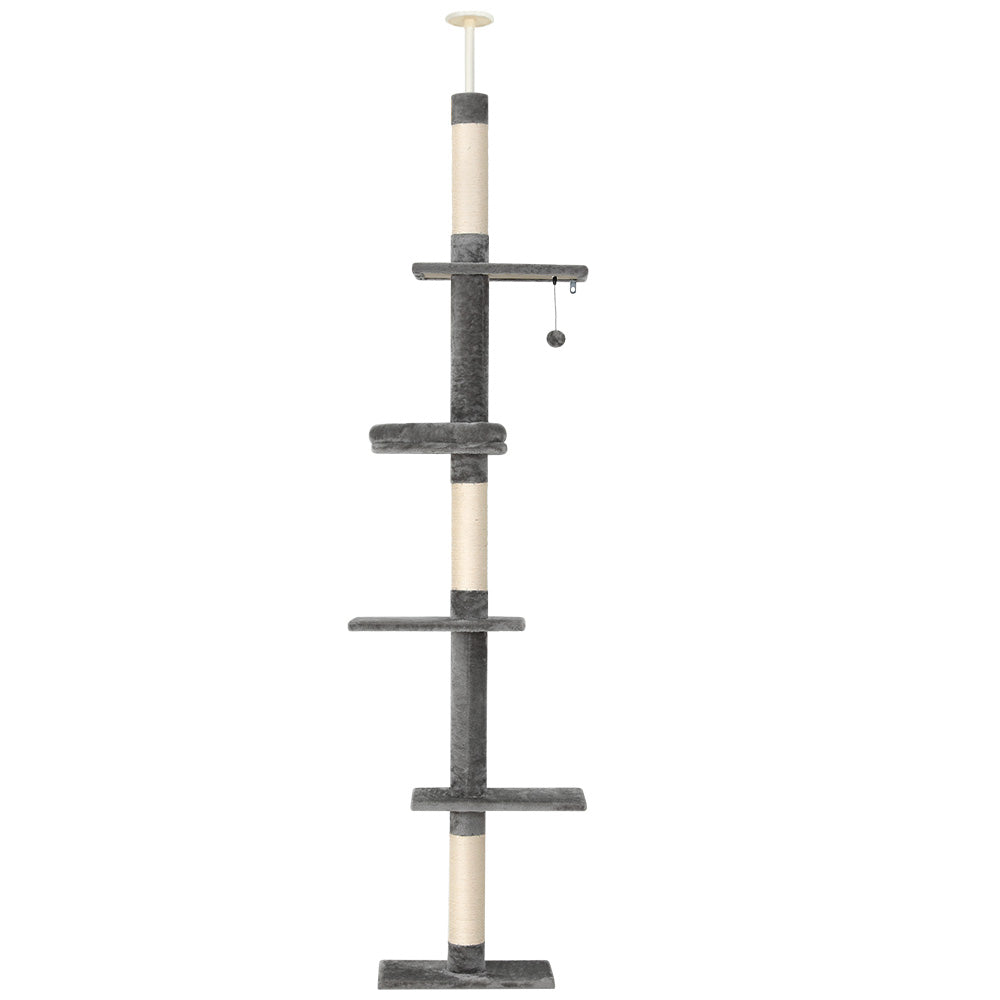 290cm Floor-to-Ceiling Cat Tree Tower with Scratching Posts & Beds