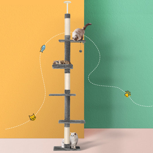 290cm Floor-to-Ceiling Cat Tree Tower with Scratching Posts & Beds