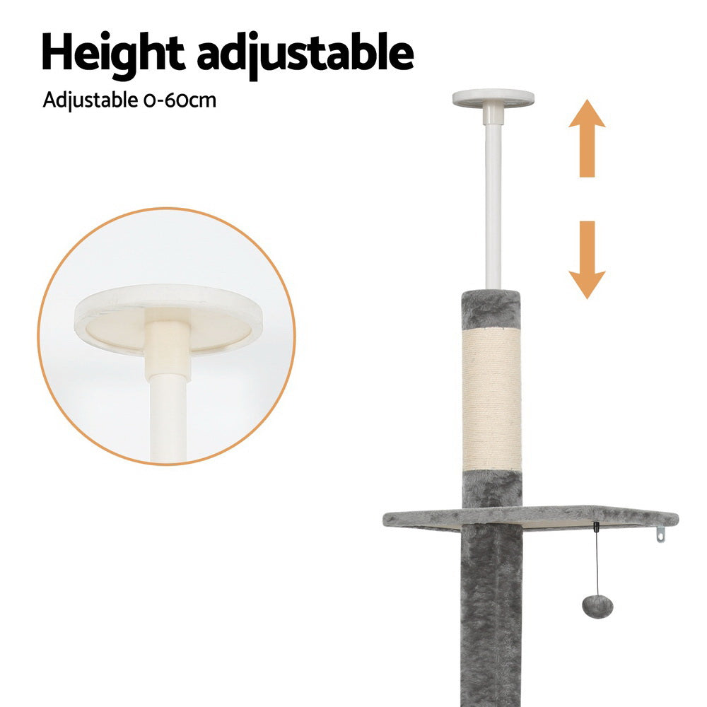 290cm Floor-to-Ceiling Cat Tree Tower with Scratching Posts & Beds