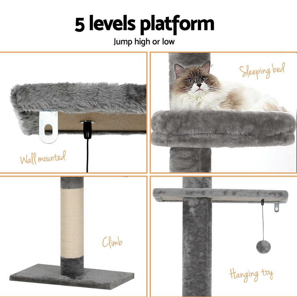 290cm Floor-to-Ceiling Cat Tree Tower with Scratching Posts & Beds