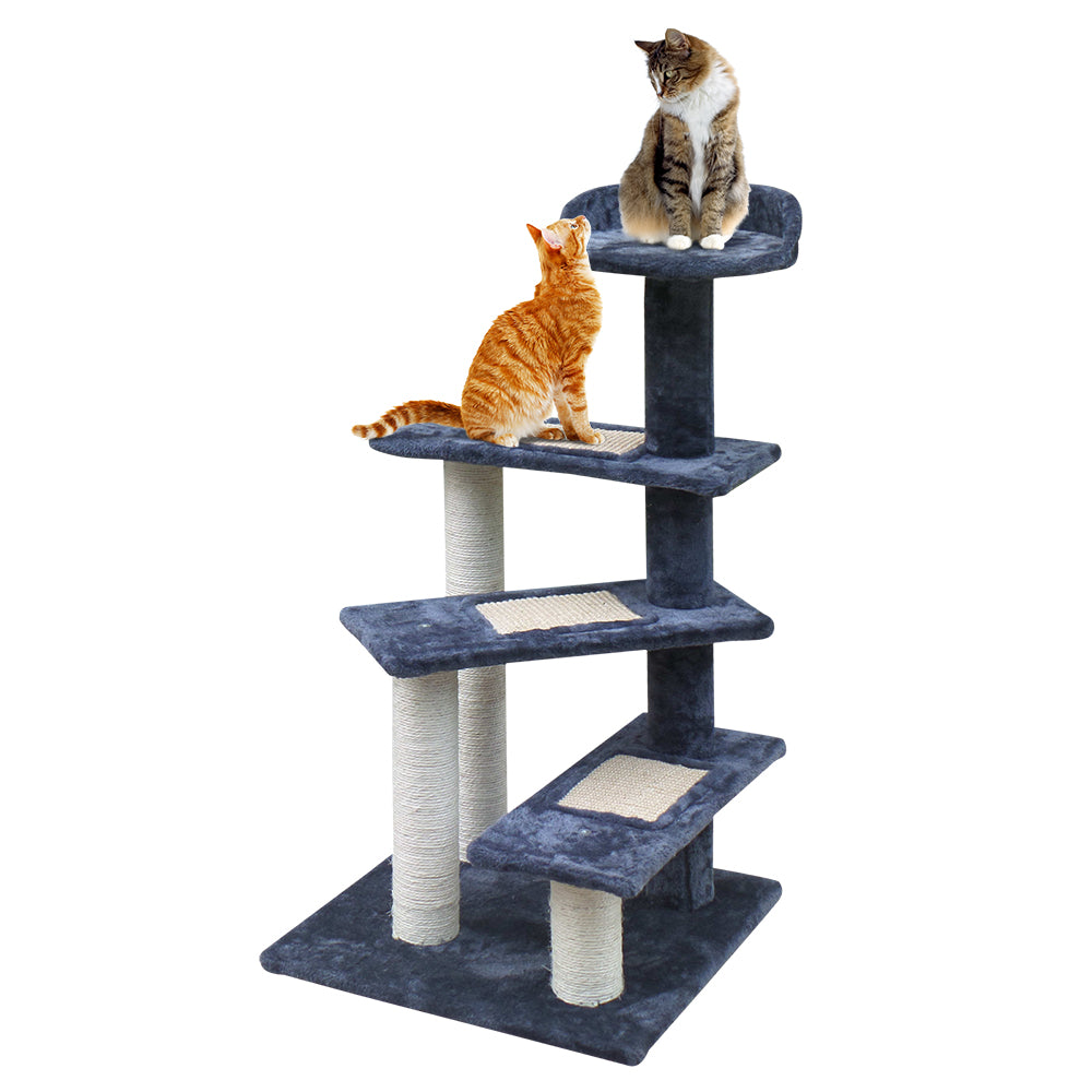 100cm Multi-Level Cat Tree with Scratching Posts, Wooden Condo & Bed