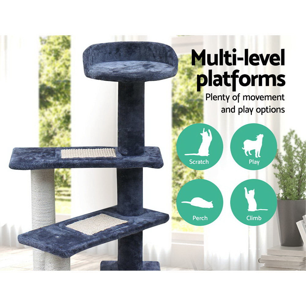 100cm Multi-Level Cat Tree with Scratching Posts, Wooden Condo & Bed