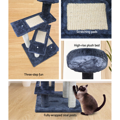 100cm Multi-Level Cat Tree with Scratching Posts, Wooden Condo & Bed