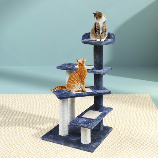 100cm Multi-Level Cat Tree with Scratching Posts, Wooden Condo & Bed
