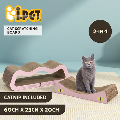 i.Pet Cat Scratching Board – Durable Cardboard Scratcher with Catnip