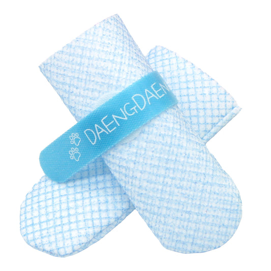 28-Piece Set of Waterproof Dog Boots – Anti-Slip Disposable Pet Socks, Large, Blue