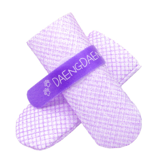 28-Piece Set of Waterproof Dog Boots – Anti-Slip Disposable Pet Socks, M, Violet
