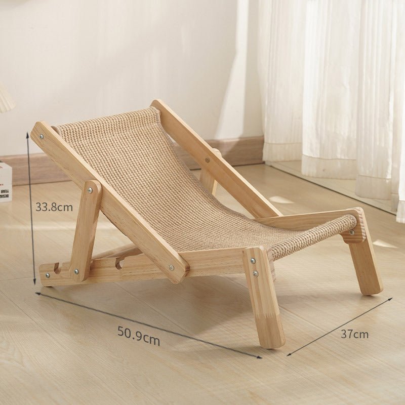 Adjustable Wooden Cat Lounge Chair - Comfortable Woven Hammock for Cats-1