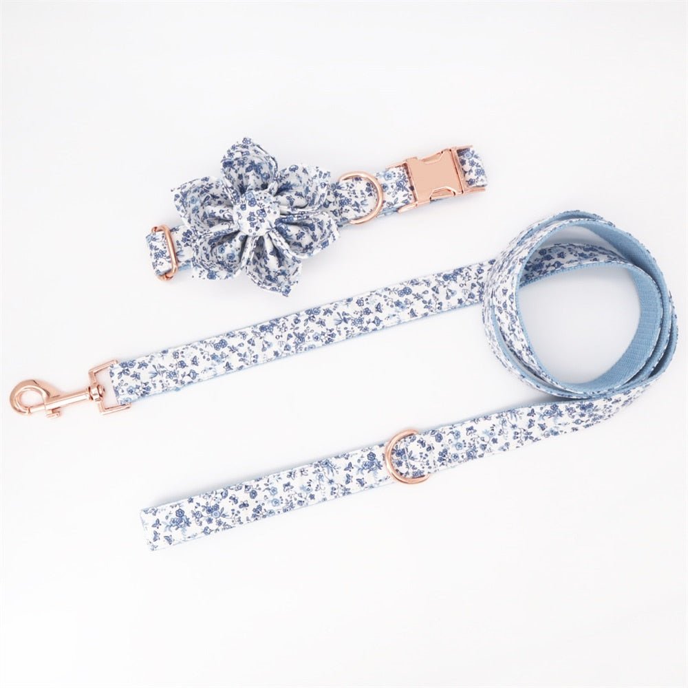 Blue Wonderland Flower Collar & Lead Set-4