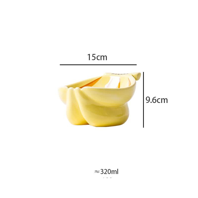 Ceramic Elevated Pet Food Bowl - Banana-1