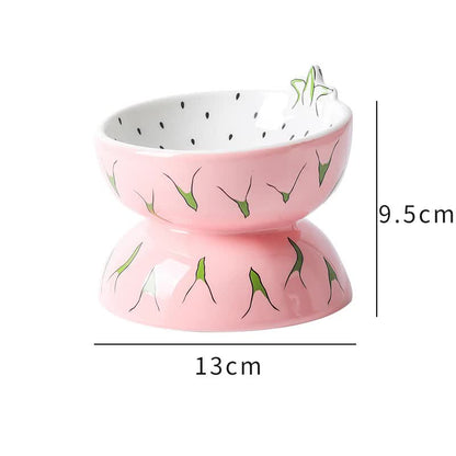 Ceramic Elevated Pet Food Bowl - Pitaya-2