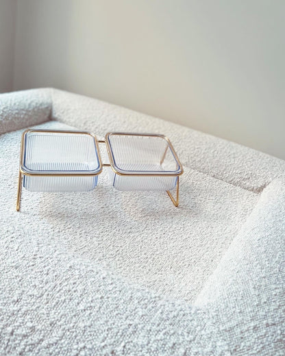 Eva Clear Double Pet Bowl in Gold-3