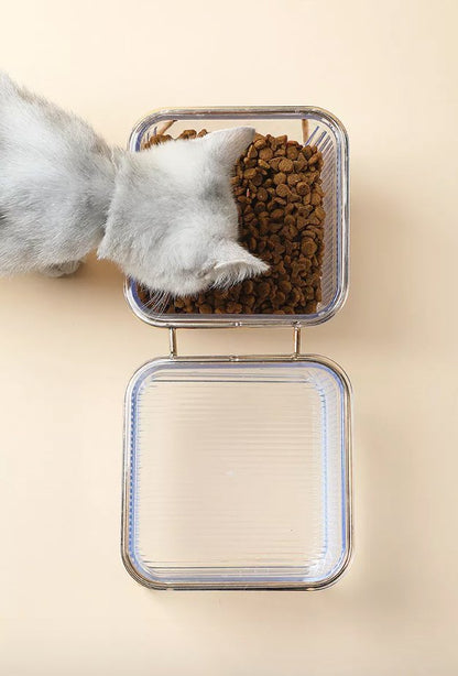 Eva Clear Double Pet Bowl in Gold-1