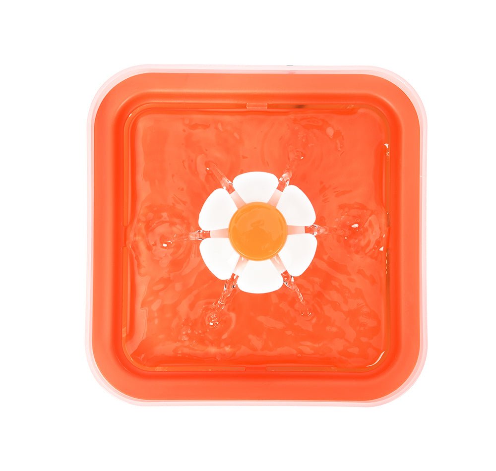 Flower Electric Pet Water Fountain W LED - Orange-2