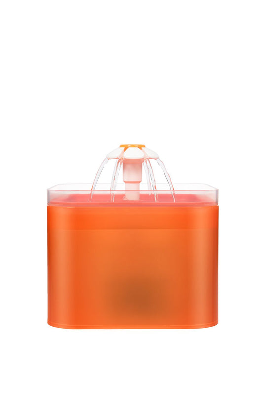 Flower Electric Pet Water Fountain W LED - Orange-0