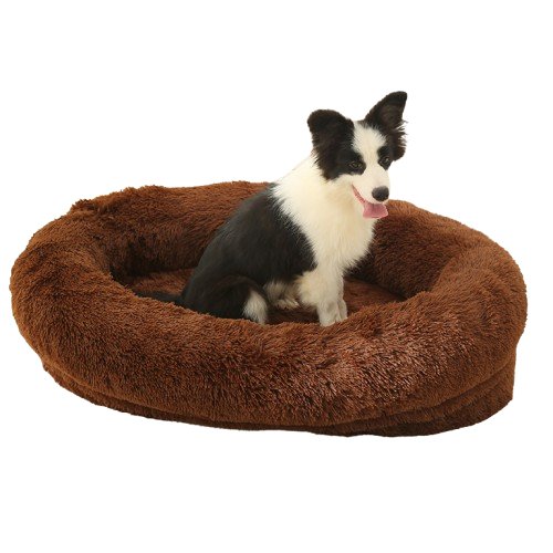 Fluffy Oval-Shaped Pet Bed - Cocoa-0