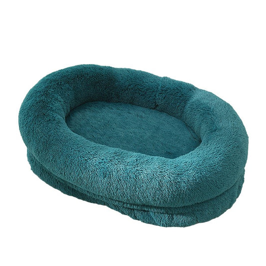 Fluffy Oval-Shaped Pet Bed - Emerald-0