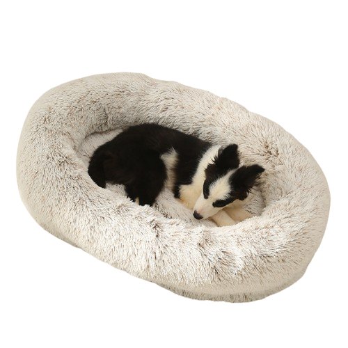 Fluffy Oval-Shaped Pet Bed - Gradient Coffee-0