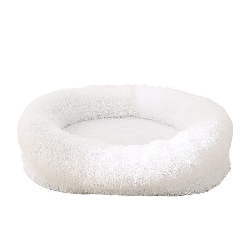 Fluffy Oval-Shaped Pet Bed - Snow White-0