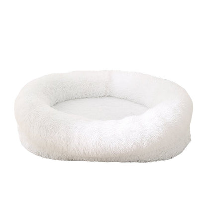 Fluffy Oval-Shaped Pet Bed - Snow White-0
