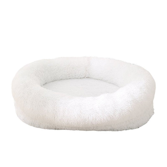 Fluffy Oval-Shaped Pet Bed - Snow White-0