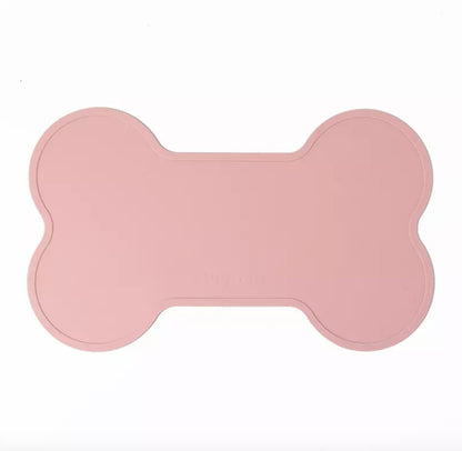 Non Slip Raised Lip Bone Pet Feeding Mat - Soft Peach-3