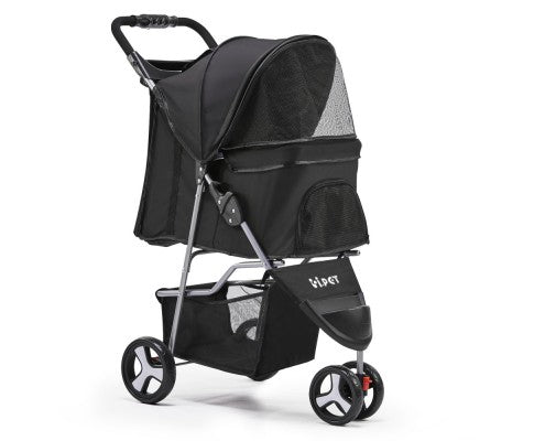 Pet 3 Wheel Pet Stroller - Black-0
